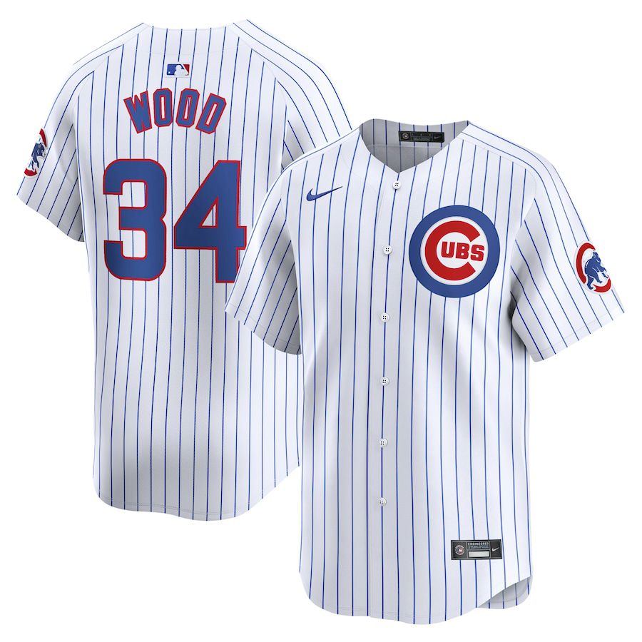 Men Chicago Cubs #34 Kerry Wood Nike White Home Limited Player MLB Jersey